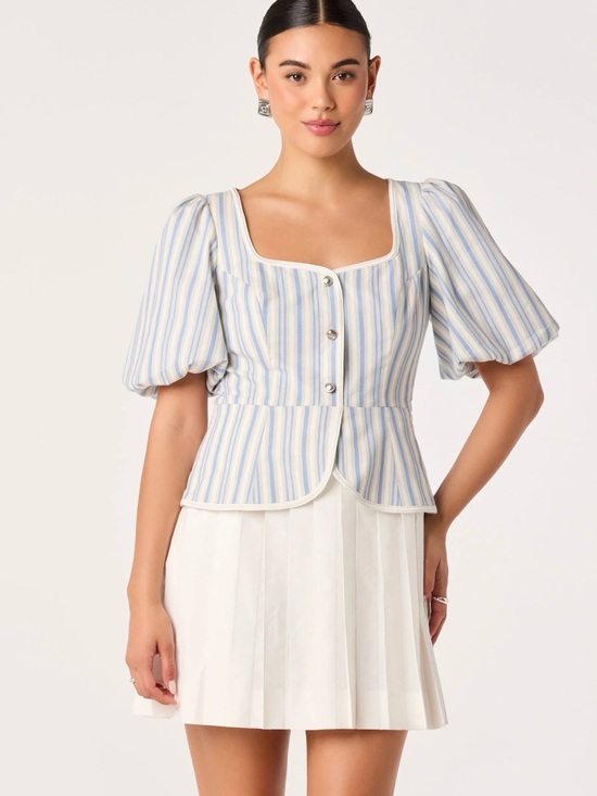 ASTR the label Tops - ASTR the label Brigitta Striped Puff Sleeve Mini Dress - L